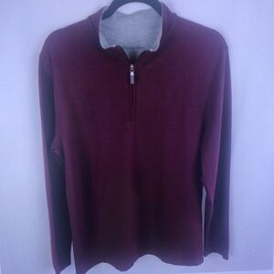 Men's Quarter-Zip Knit Sweater - Burgundy